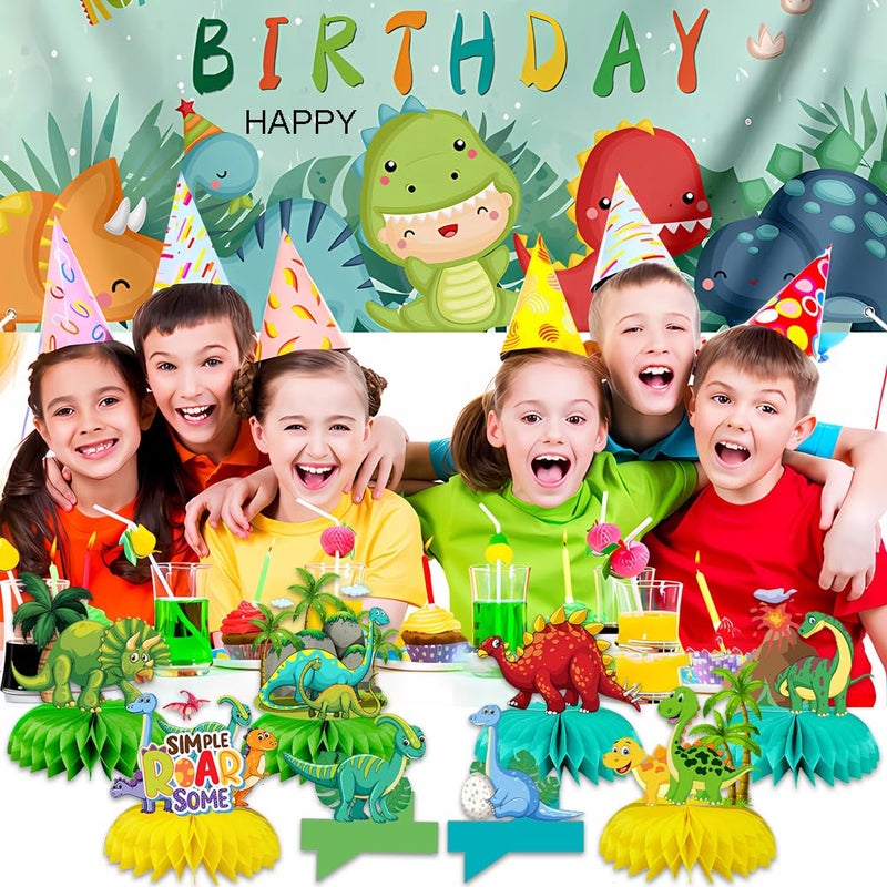 Jamonxi Dinosaur Birthday Decorations For 4-8 Year Old Boy And Girl, Baby Shower Center Pieces Cute Decoration For Table, Colorful Dinosaur Party Favors For Kids 1-3 Easy Assembly Stable Standing - Image 3